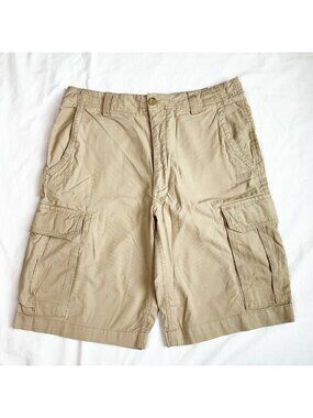 Banana Republic Mens 33 Cargo Shorts Khaki Bedford Cord Ribbed Cotton Utility